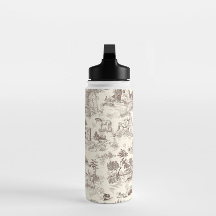 Toile de Jouy Vintage French Sepia Romantic Pastoral  Water Bottle Gallery Image 3