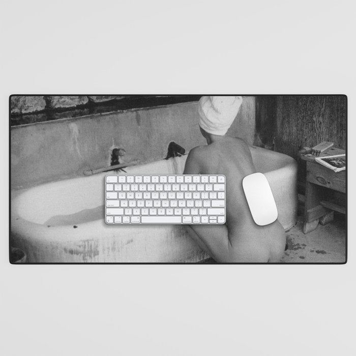 Bath in Paris, Cold Water Flat, Female Nude black and white art photography / photograph Desk Mat Gallery Image 1