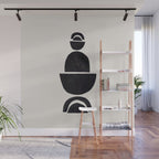 Black & White Minimalist Mid Century Paper collage Funky Black Ink Tribal Geometric by Ejaaz Haniff Wall Mural Gallery Image 1