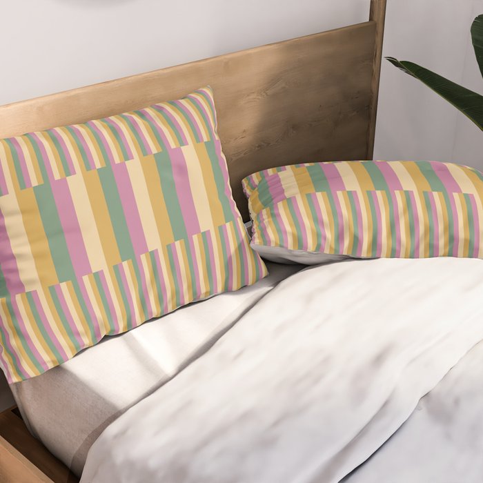 Mixed Stripes Pattern XIII Tropical Summer Pillow Sham Gallery Image 2
