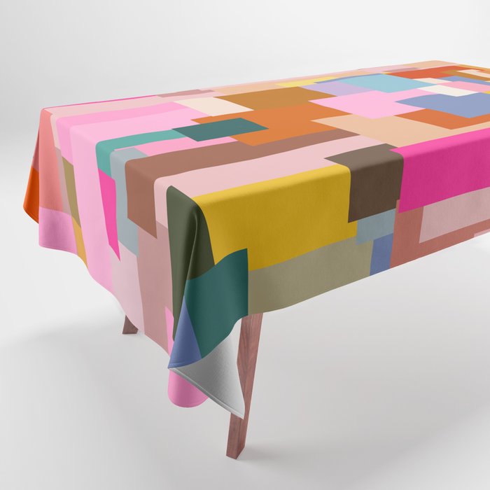 Color Block Print Mid Century Modern Retro Wall Art Geometric Pattern Abstract Tablecloth Gallery Image 1