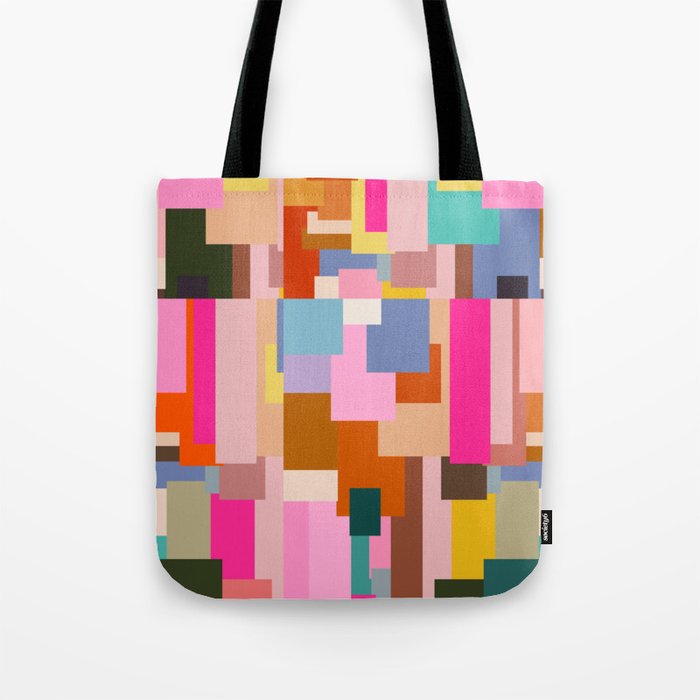 Color Block Print Mid Century Modern Retro Wall Art Geometric Pattern Abstract Tote Bag Gallery Image 1