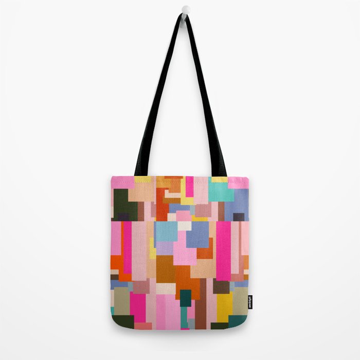 Color Block Print Mid Century Modern Retro Wall Art Geometric Pattern Abstract Tote Bag Gallery Image 2