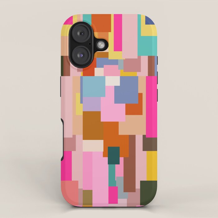 Color Block Print Mid Century Modern Retro Wall Art Geometric Pattern Abstract iPhone Case Gallery Image 1