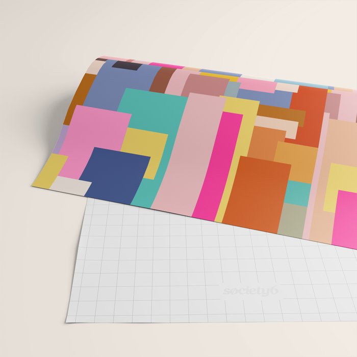 Color Block Print Mid Century Modern Retro Wall Art Geometric Pattern Abstract Wrapping Paper Gallery Image 2