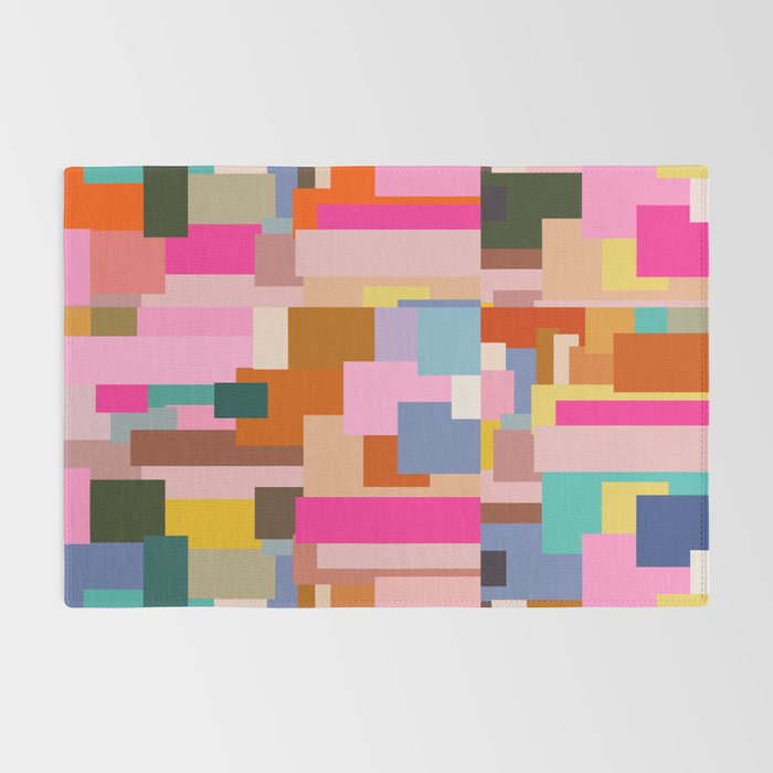 Color Block Print Mid Century Modern Retro Wall Art Geometric Pattern Abstract Rug Gallery Image 2