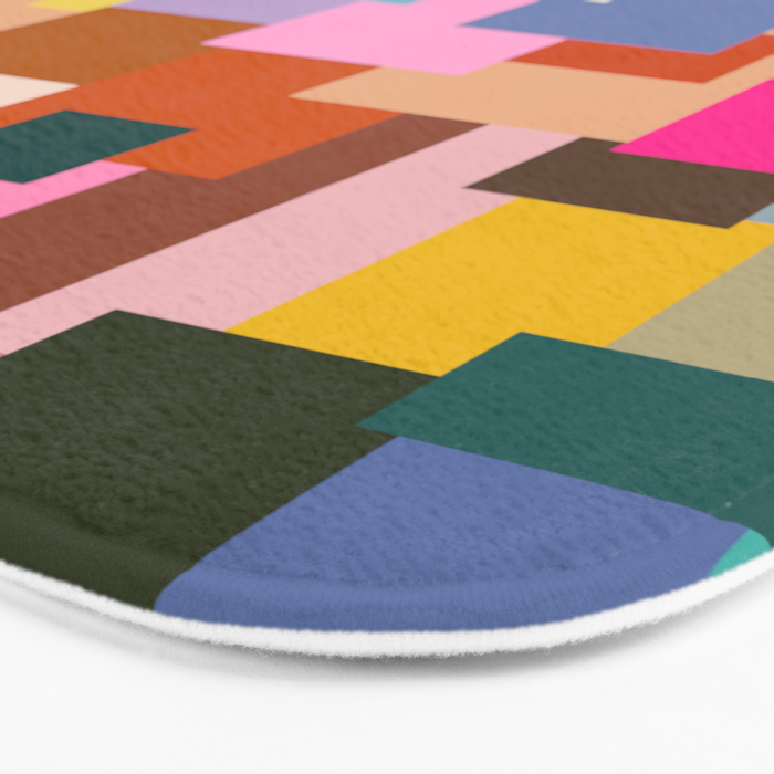 Color Block Print Mid Century Modern Retro Wall Art Geometric Pattern Abstract Bath Mat Gallery Image 3
