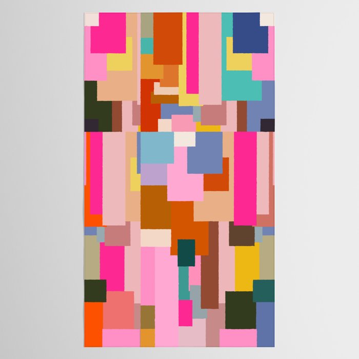 Color Block Print Mid Century Modern Retro Wall Art Geometric Pattern Abstract Tablecloth Gallery Image 2