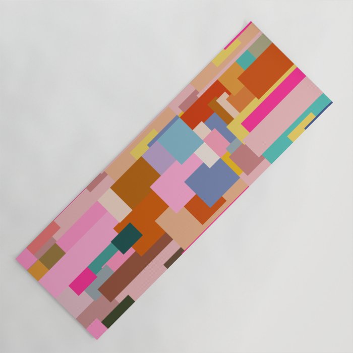 Color Block Print Mid Century Modern Retro Wall Art Geometric Pattern Abstract Yoga Mat Gallery Image 1