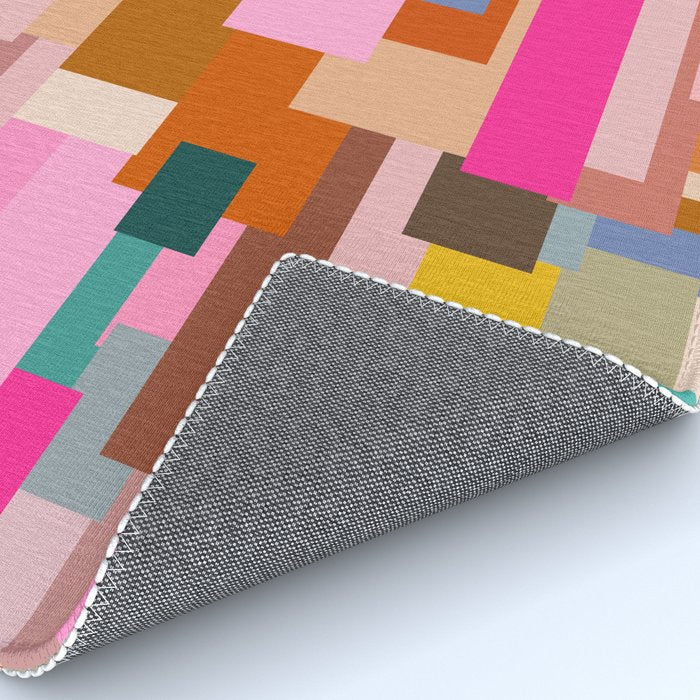 Color Block Print Mid Century Modern Retro Wall Art Geometric Pattern Abstract Rug Gallery Image 4