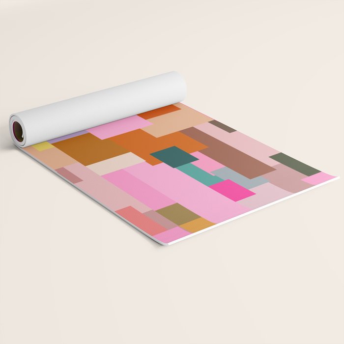 Color Block Print Mid Century Modern Retro Wall Art Geometric Pattern Abstract Yoga Mat Gallery Image 2