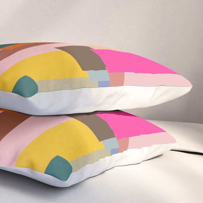 Color Block Print Mid Century Modern Retro Wall Art Geometric Pattern Abstract Pillow Sham Gallery Image 3