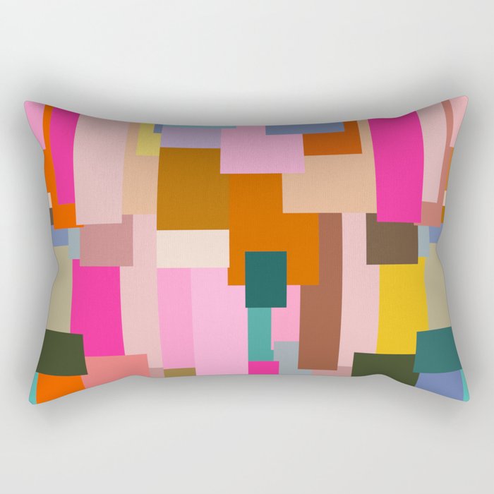 Color Block Print Mid Century Modern Retro Wall Art Geometric Pattern Abstract Rectangular Pillow Gallery Image 1