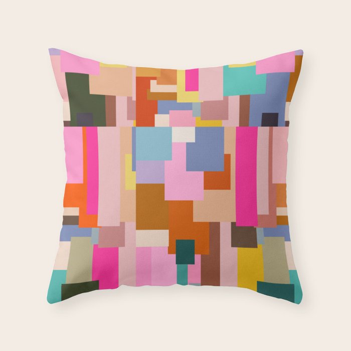 Color Block Print Mid Century Modern Retro Wall Art Geometric Pattern Abstract Throw Pillow Gallery Image 6