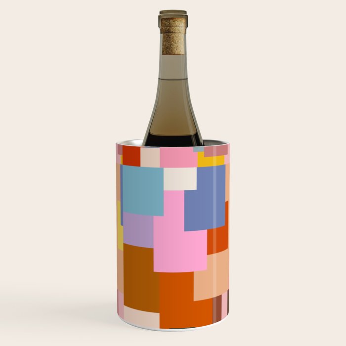 Color Block Print Mid Century Modern Retro Wall Art Geometric Pattern Abstract Wine Chiller Gallery Image 1