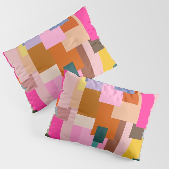 Color Block Print Mid Century Modern Retro Wall Art Geometric Pattern Abstract Pillow Sham Gallery Image 1