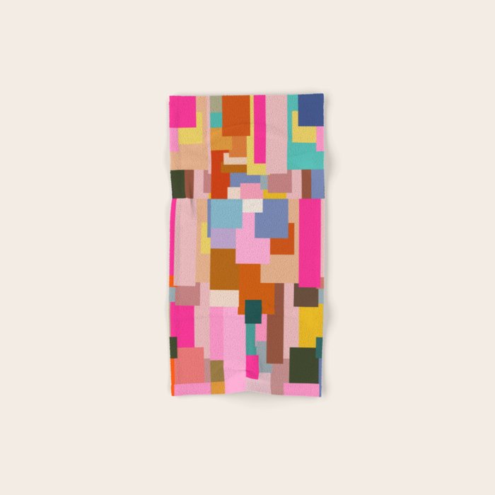 Color Block Print Mid Century Modern Retro Wall Art Geometric Pattern Abstract Bath Towel Gallery Image 1