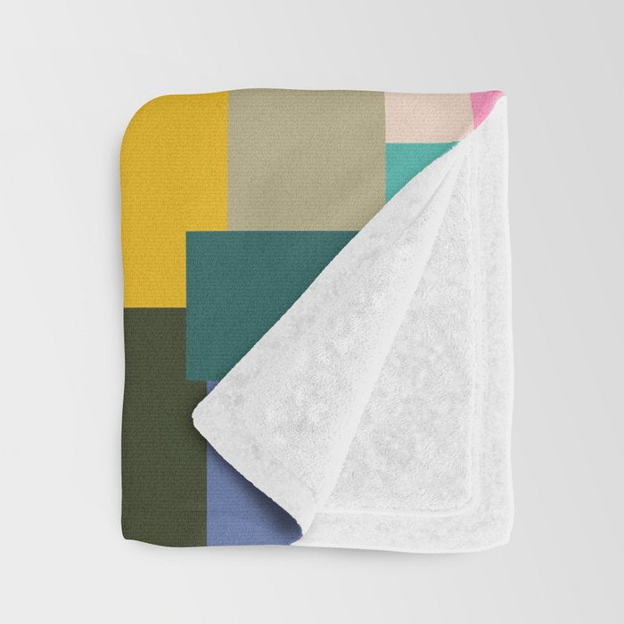 Color Block Print Mid Century Modern Retro Wall Art Geometric Pattern Abstract Throw Blanket Gallery Image 3