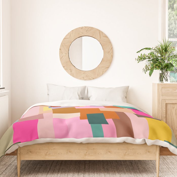 Color Block Print Mid Century Modern Retro Wall Art Geometric Pattern Abstract Duvet Cover Gallery Image 3