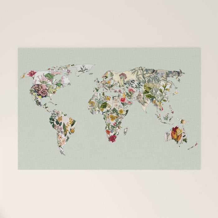 Vintage Botanical World Green Welcome Mat Gallery Image 1