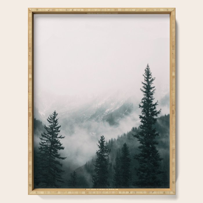 Forest mist beneath the mountain peaks Serving Tray Gallery Image 1