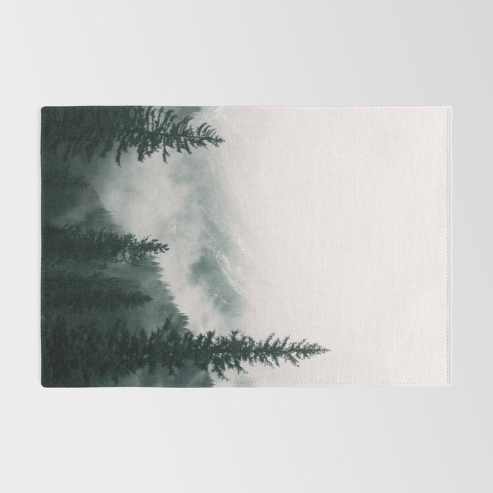 Forest mist beneath the mountain peaks Rug Gallery Image 2