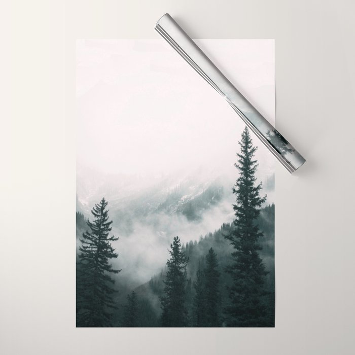 Forest mist beneath the mountain peaks Wrapping Paper Gallery Image 1