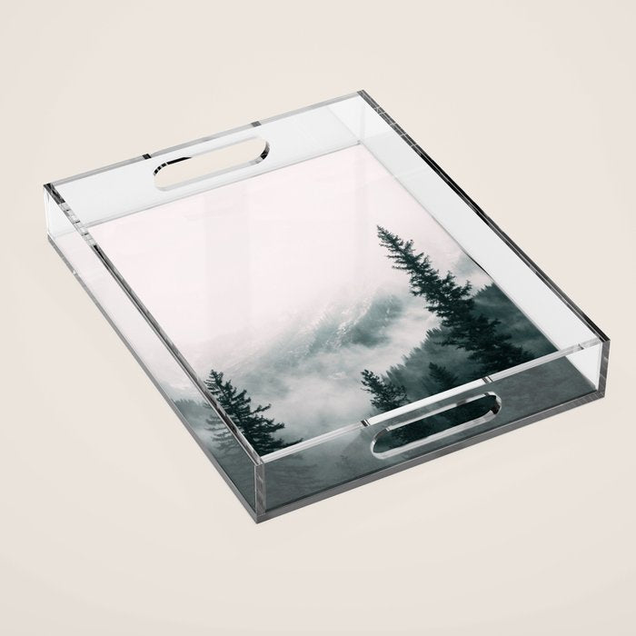 Forest mist beneath the mountain peaks Acrylic Tray Gallery Image 1