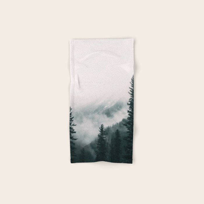 Forest mist beneath the mountain peaks Bath Towel Gallery Image 1