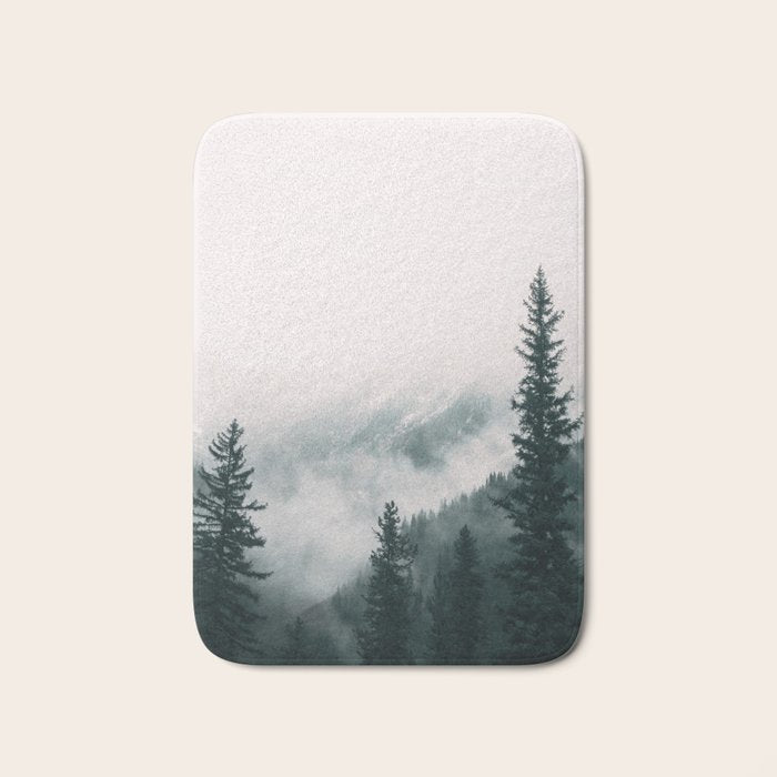 Forest mist beneath the mountain peaks Bath Mat Gallery Image 1