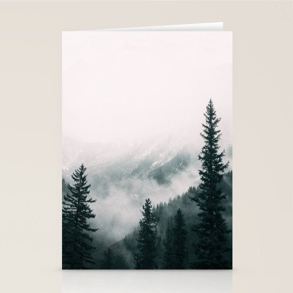 Forest mist beneath the mountain peaks Stationery Card Gallery Image 1