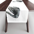 Elegant black white hand painted watercolor swan Table Runner Gallery Image 1