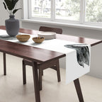 Elegant black white hand painted watercolor swan Table Runner Gallery Image 2