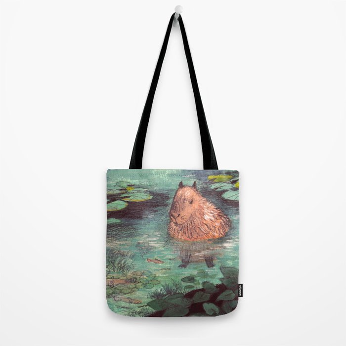 Capybara in the pond Tote Bag Gallery Image 2