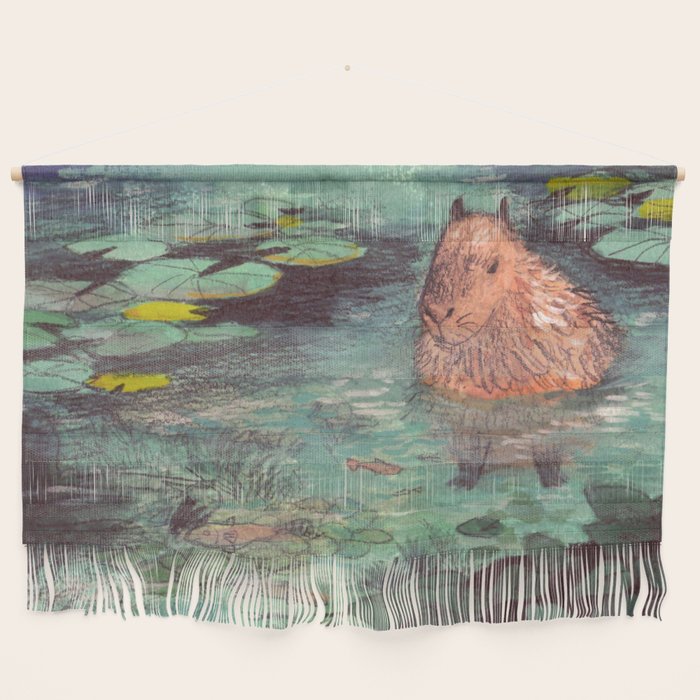 Capybara in the pond Wall Hanging Gallery Image 1