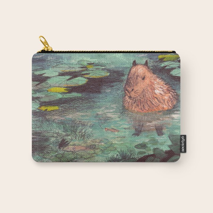 Capybara in the pond Carry All Pouch Gallery Image 1