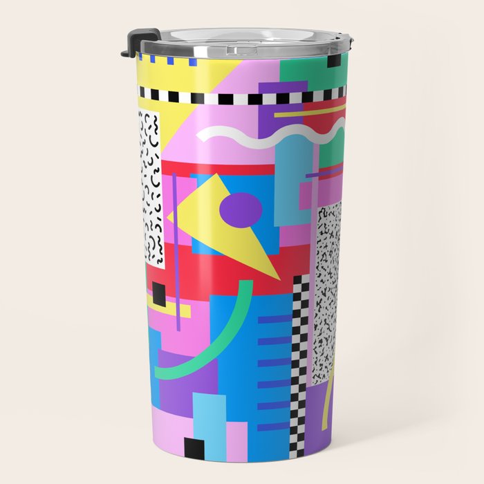 Memphis pattern 131 - 80s / 90s Retro Travel Mug Gallery Image 3