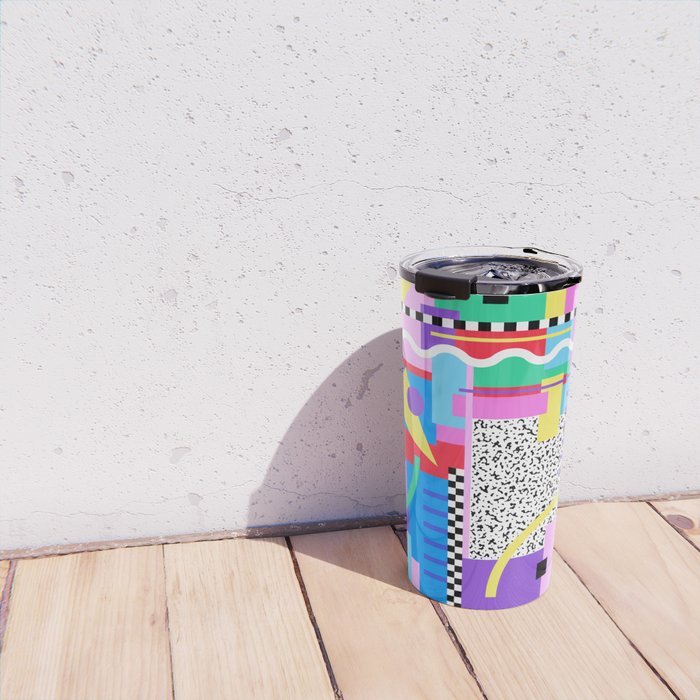 Memphis pattern 131 - 80s / 90s Retro Travel Mug Gallery Image 4