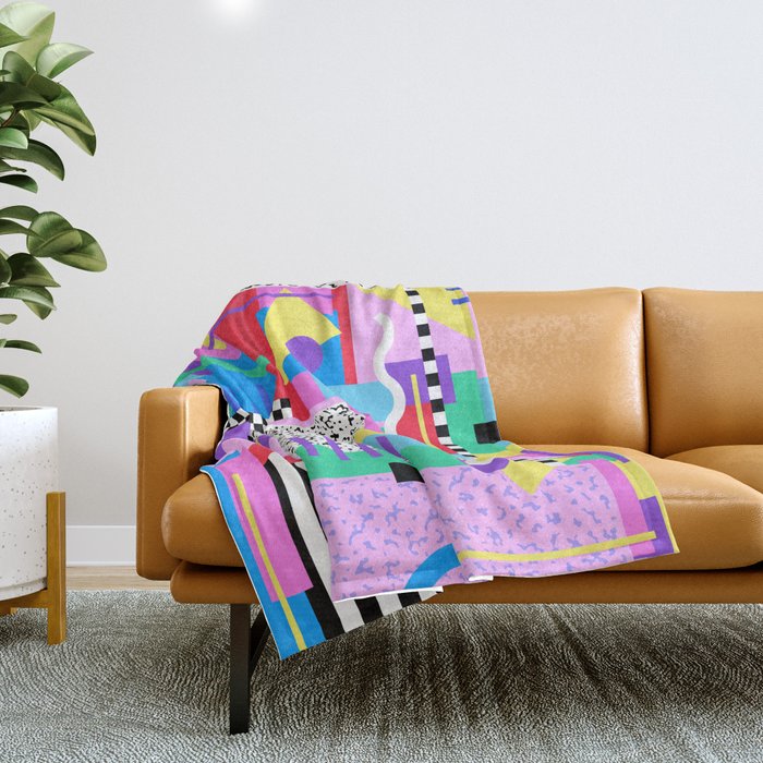 Memphis pattern 131 - 80s / 90s Retro Throw Blanket Gallery Image 1
