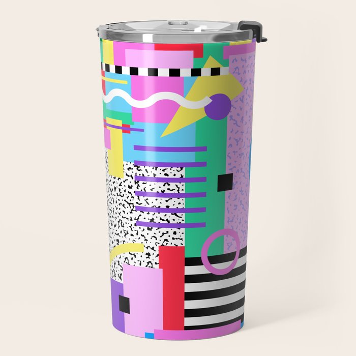 Memphis pattern 131 - 80s / 90s Retro Travel Mug Gallery Image 2