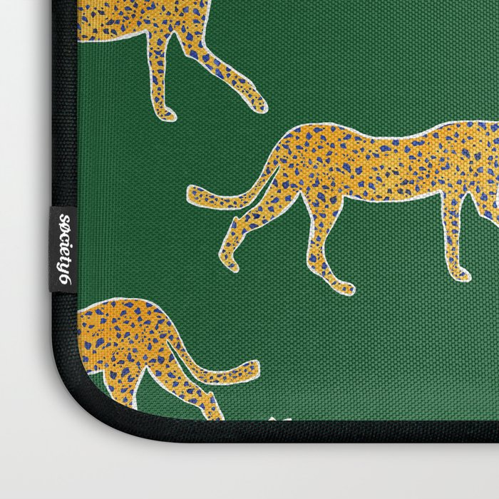 Tropical Animal Print Green Cheetah Illustration Laptop Sleeve Gallery Image 3