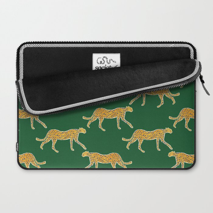 Tropical Animal Print Green Cheetah Illustration Laptop Sleeve Gallery Image 2
