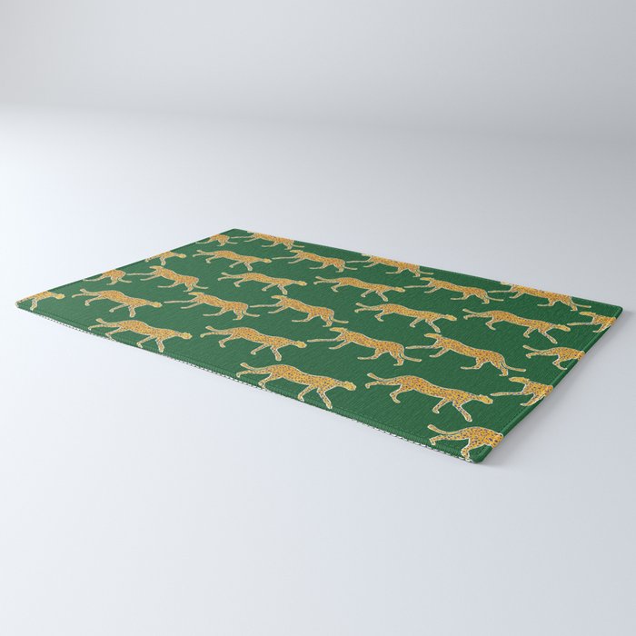 Tropical Animal Print Green Cheetah Illustration Rug Gallery Image 3