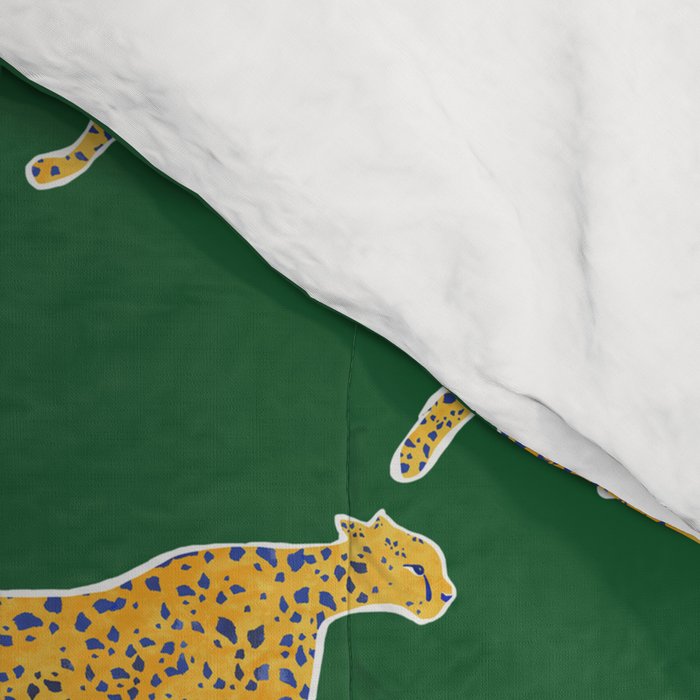 Tropical Animal Print Green Cheetah Illustration Comforter Gallery Image 4
