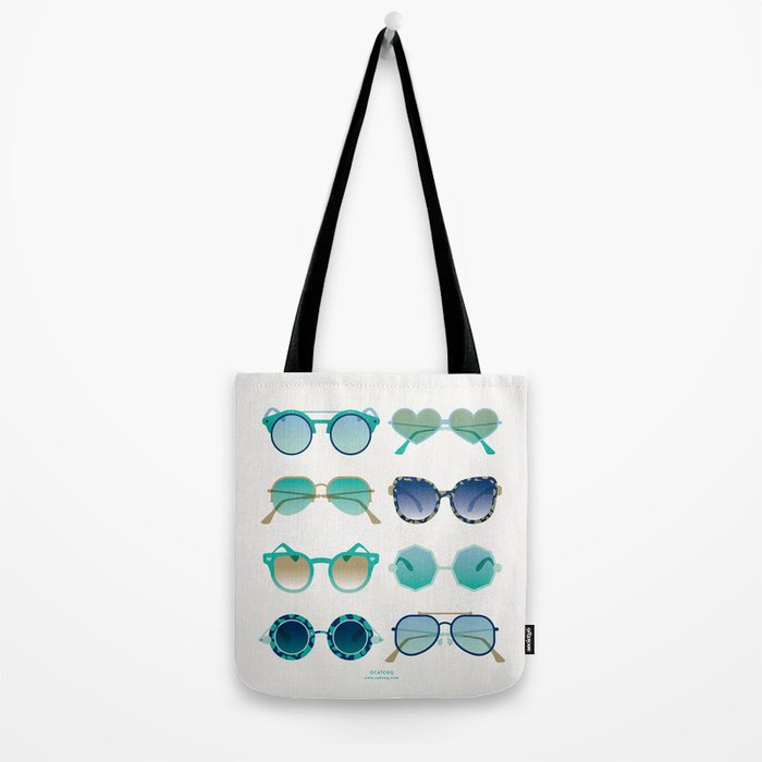 Sunglasses Collection - Turquoise & Navy Palette Tote Bag Gallery Image 2