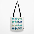 Sunglasses Collection - Turquoise & Navy Palette Tote Bag Gallery Image 2