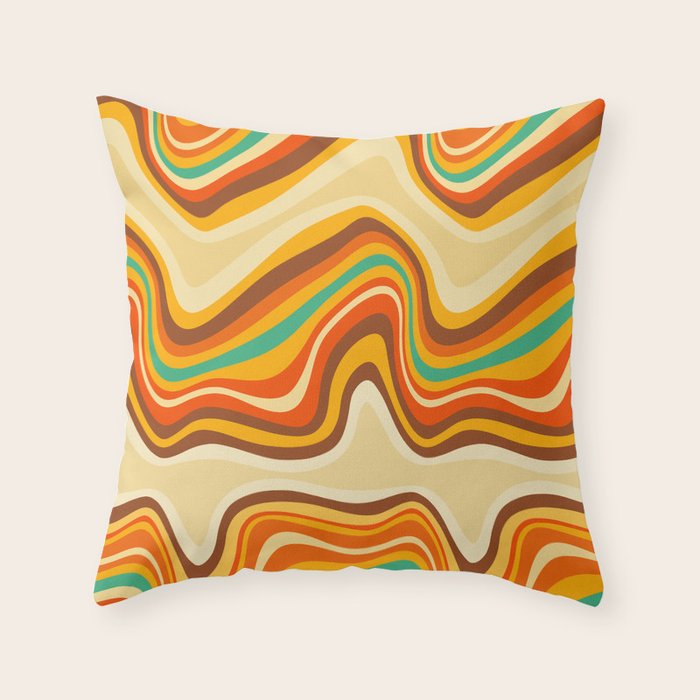 retro wave warm Throw Pillow Gallery Image 1