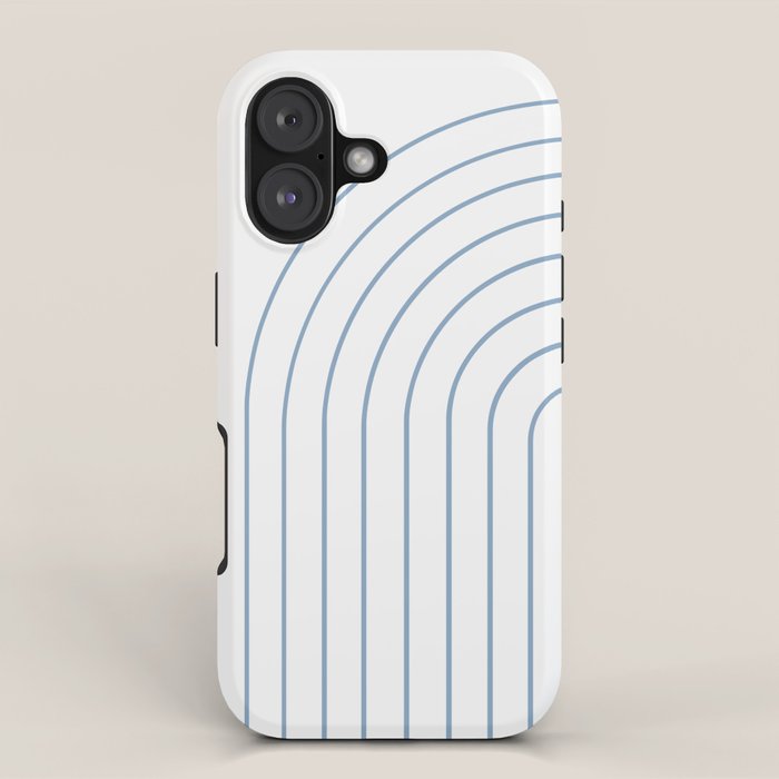 Minimal Arch XXV White and Blue Green Modern Geometric Lines iPhone Case Gallery Image 1