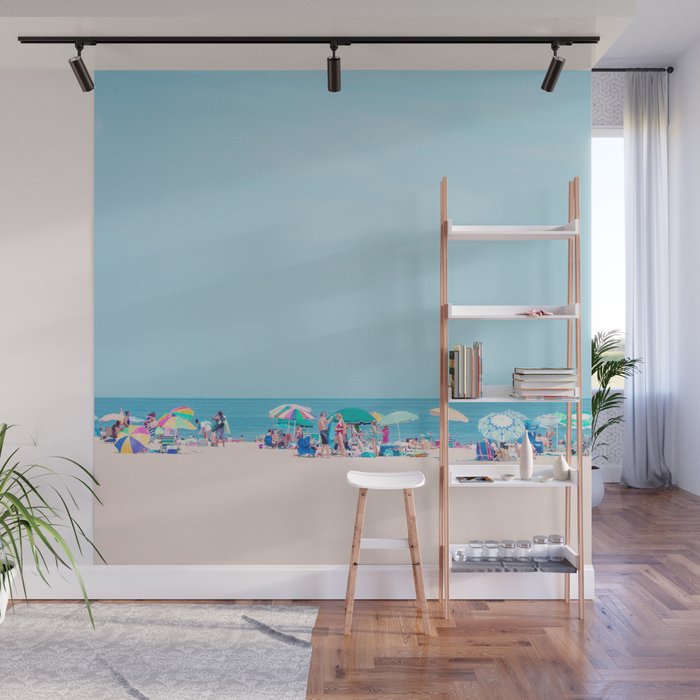Colorful Umbrellas on the Beach Wall Mural Gallery Image 1