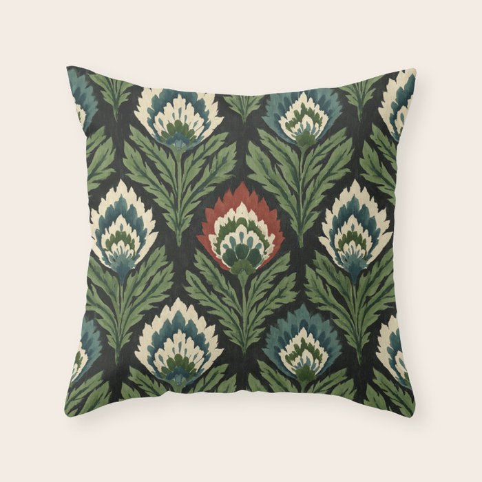 Vintage Floral Tapestry Pattern Throw Pillow Gallery Image 6